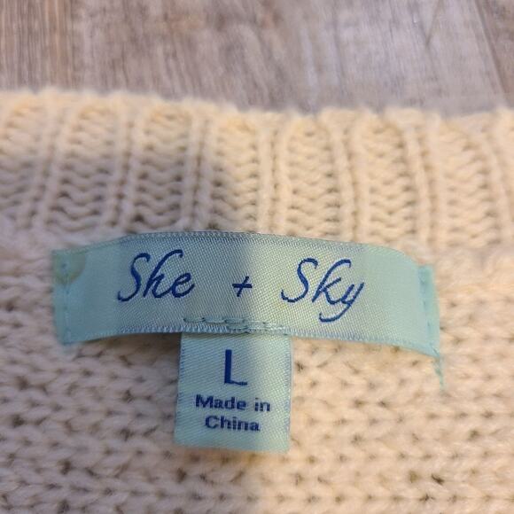 She + Sky creamy white Loose Loop knitted Style women's vest size Large - Picture 4 of 7